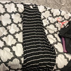 Black and white striped maxi dress